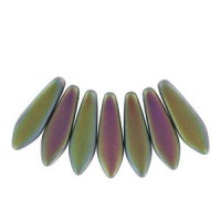 Czech Glass Daggers Perlen 5x16mm Crystal vitrail full matted 00030-28170